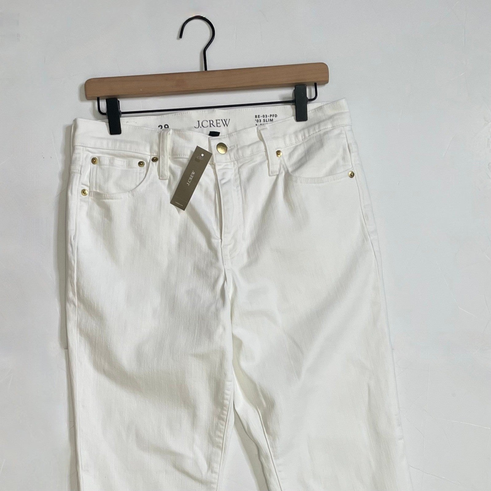 NWT!! J. CREW White Slim Jeans '03 2003 Stretch Solid White High Rise Size 29
