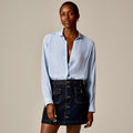NWT!! J. CREW Jules Club Collar Shirt Striped Crepe De Chine Blue Stripe Size 00