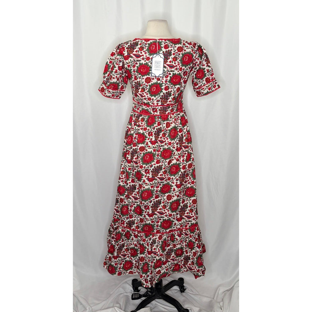 NWT!! Tuckernuck PINK CITY PRINTS Peony Bird Evelyn Dress Floral Maxi X-Small