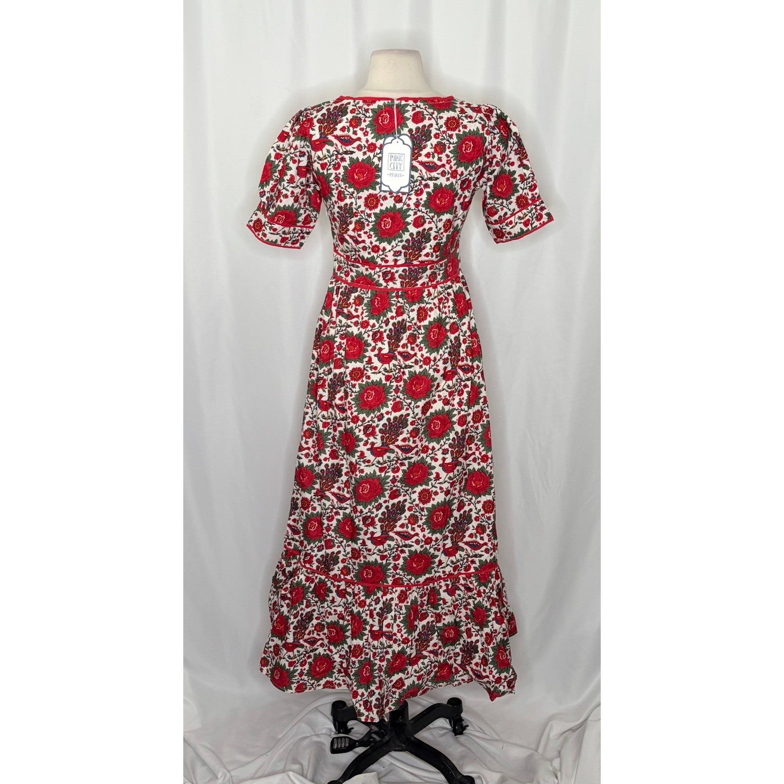 NWT!! Tuckernuck PINK CITY PRINTS Peony Bird Evelyn Dress Floral Maxi X-Small