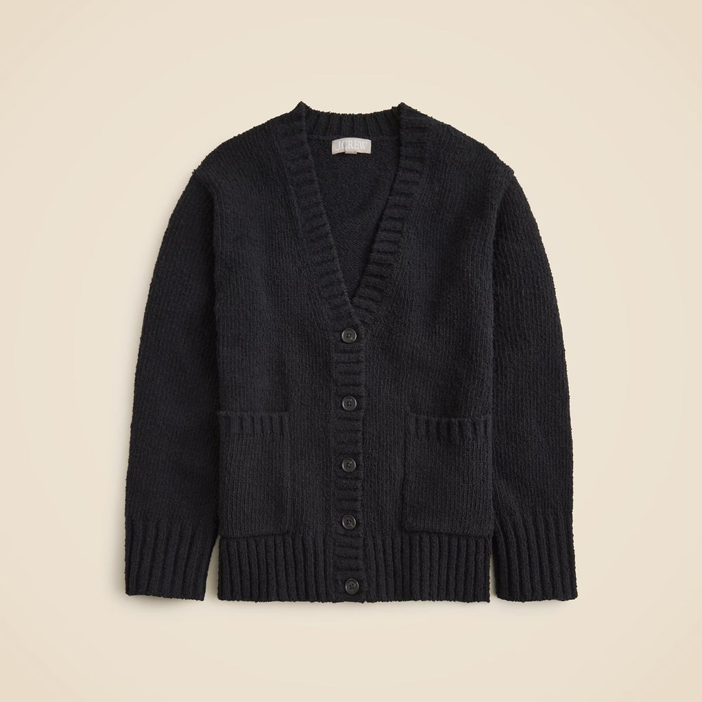 NWT!! J. CREW Marina V-Neck Cardigan Sweater Pockets Solid Black Preppy Medium