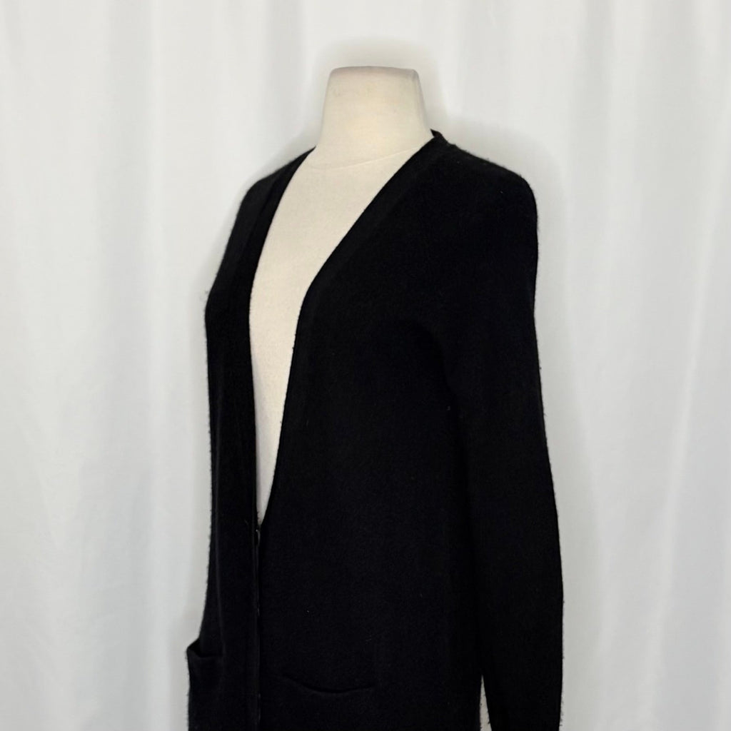 MARGARET O'LEARY Black Cashmere Cardigan Sweater Solid Buttons Pockets X-Small