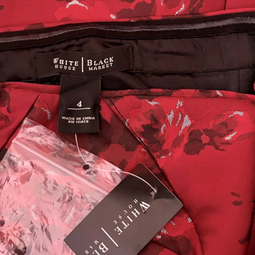 NWT!! WHBM Red Floral Sheath Dress Convertible White House Black Market Size 4