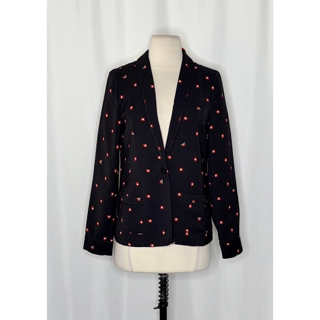 NWT!! SCOTCH & SODA Allover Sun Print Blazer Black Single Button Pockets X-Small