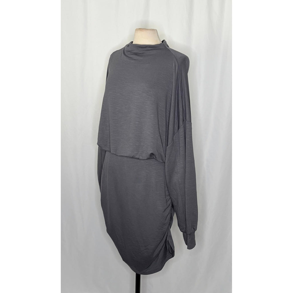 NWT!! Anthropologie DAILY PRACTICE Ruched Cozy Dress Solid Grey Cutout Size 3X