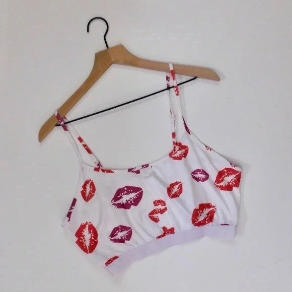 NEW!! HOT LIPS Lipstick Kiss Cropped Loungewear Two Piece Set Top Shorts XXL 2XL