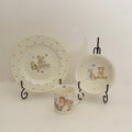 Vintage MIKASA Teddy Bear Plate Bowl Mug Set Strawberry Fruit Mouse Floral