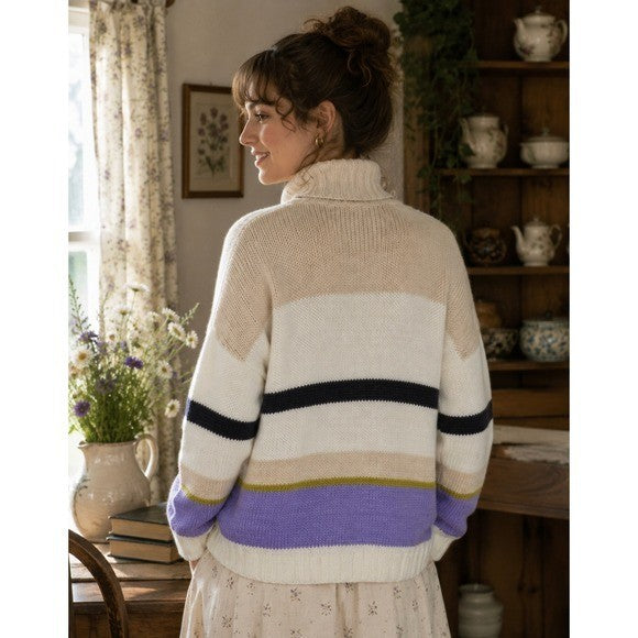Anthropologie ALDOMARTINS Striped Turtleneck Sweater Aldo Martins Wool Small