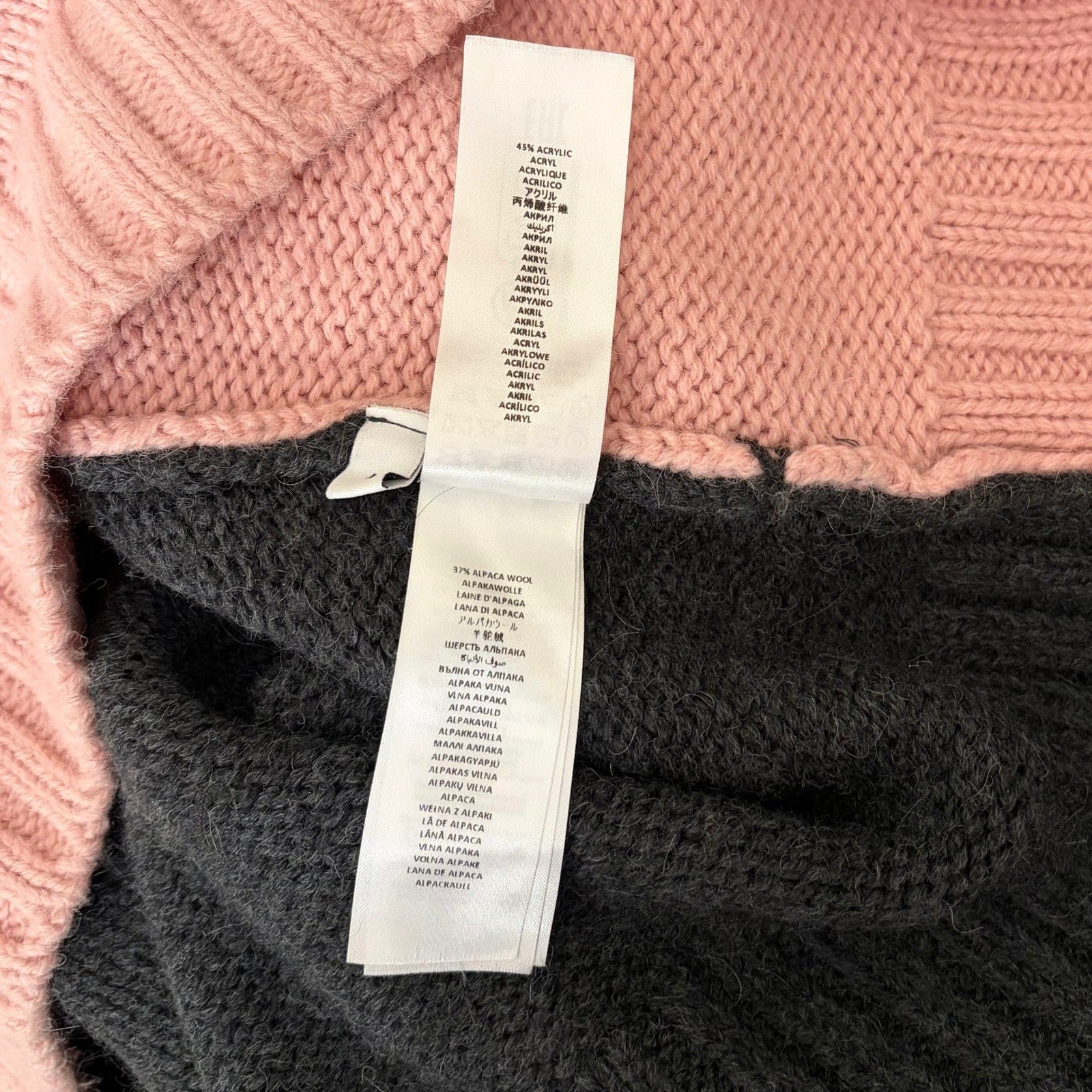 JW ANDERSON Patch Pocket Sweater Pink Grey Pullover Knit Mock Turtleneck Large