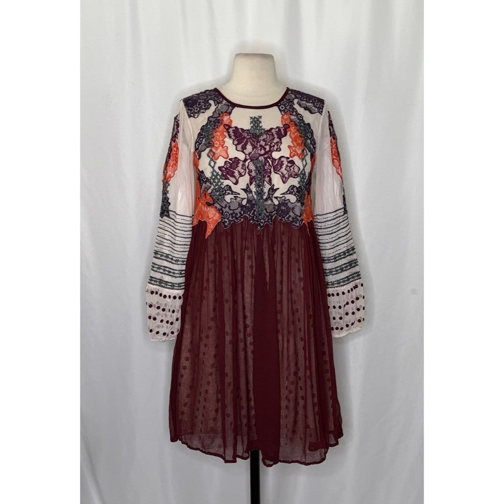 Anthropologie MOULINETTE SOEURS Eastberry Dress Embroidered Beaded Boho Size 2