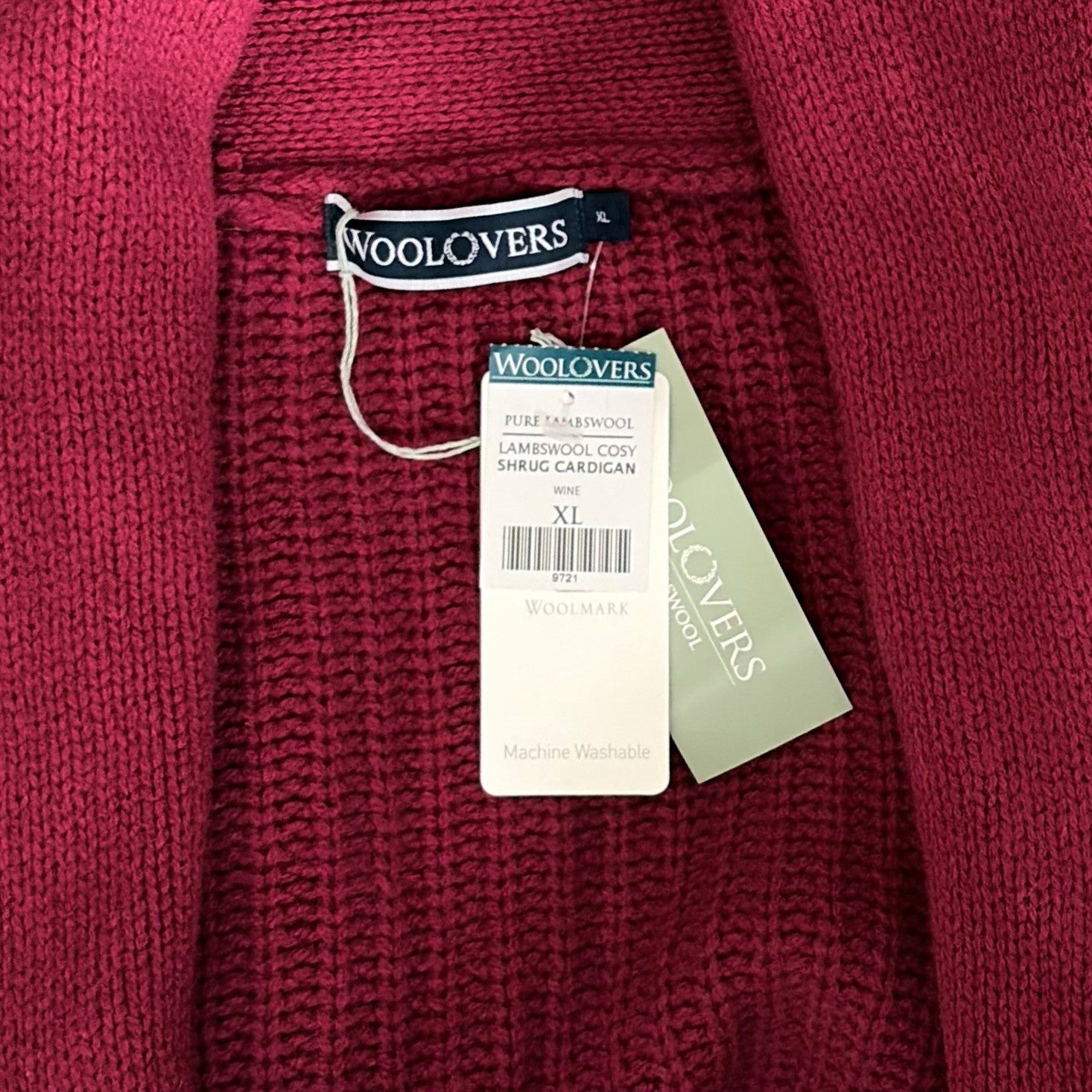 NWT!! WOOLOVERS Lambswool Shrug Cosy Cardigan Sweater Purple Wine Knit X-Large