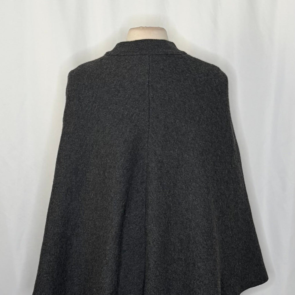 ZARA Charcoal Grey Wool Blend Cape Sweater Knitwear Knit Minimalist Medium