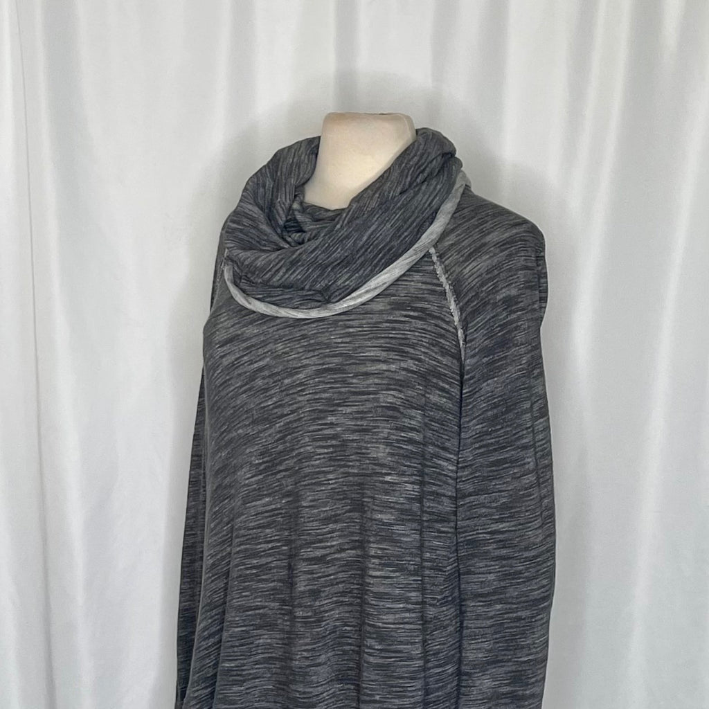 FREE PEOPLE FP Beach Cacoon Cowl Neck Knit Top Gray Space Dye X-Small Small