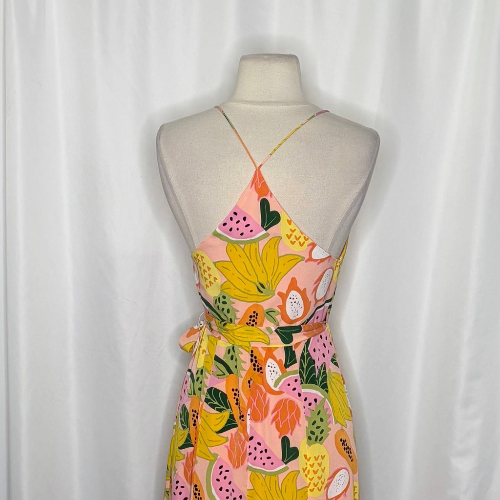Anthropologie HUTCH Fruit High-Low Wrap Maxi Dress Glenne Tie Waist X-Small