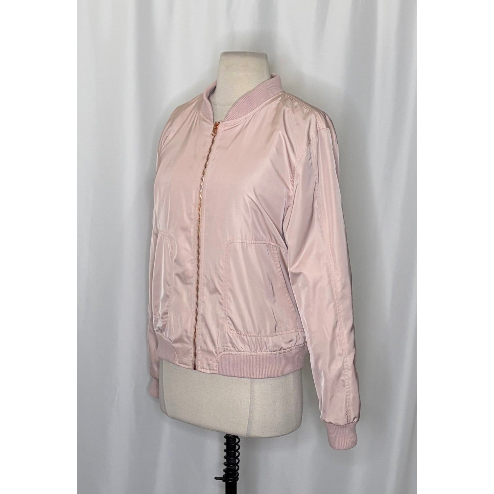 Anthropologie HEI HEI Journey Bomber Jacket Solid Light Pink Sporty Medium