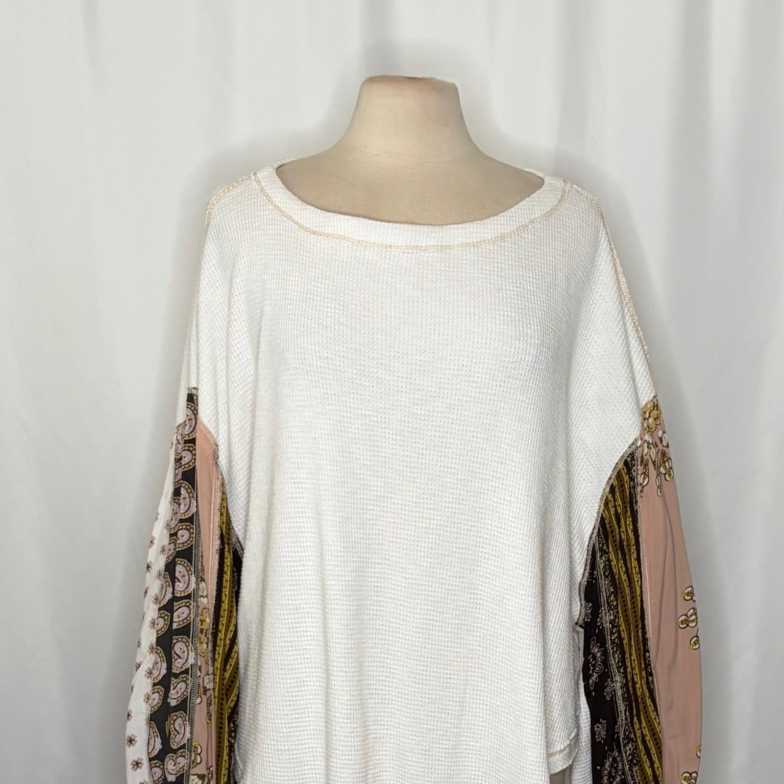 Free People WE THE FREE Blossom Thermal Top Shirt Bohemian Oversized Large