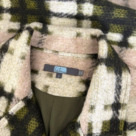 Anthropologie EVA FRANCO Dean Plaid Coat Wool Blend Pockets Double Breast Small