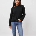 RAILS Alexi Cutout Sweater Solid Black Ribbed Pullover Knitwear Large