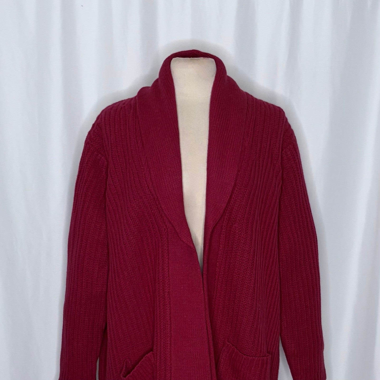 NWT!! WOOLOVERS Lambswool Shrug Cosy Cardigan Sweater Purple Wine Knit X-Large