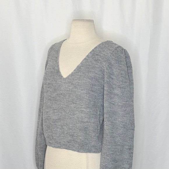 NWT!! L'academie REVOLVE Rosette Sweater Grey Wool Blend Small