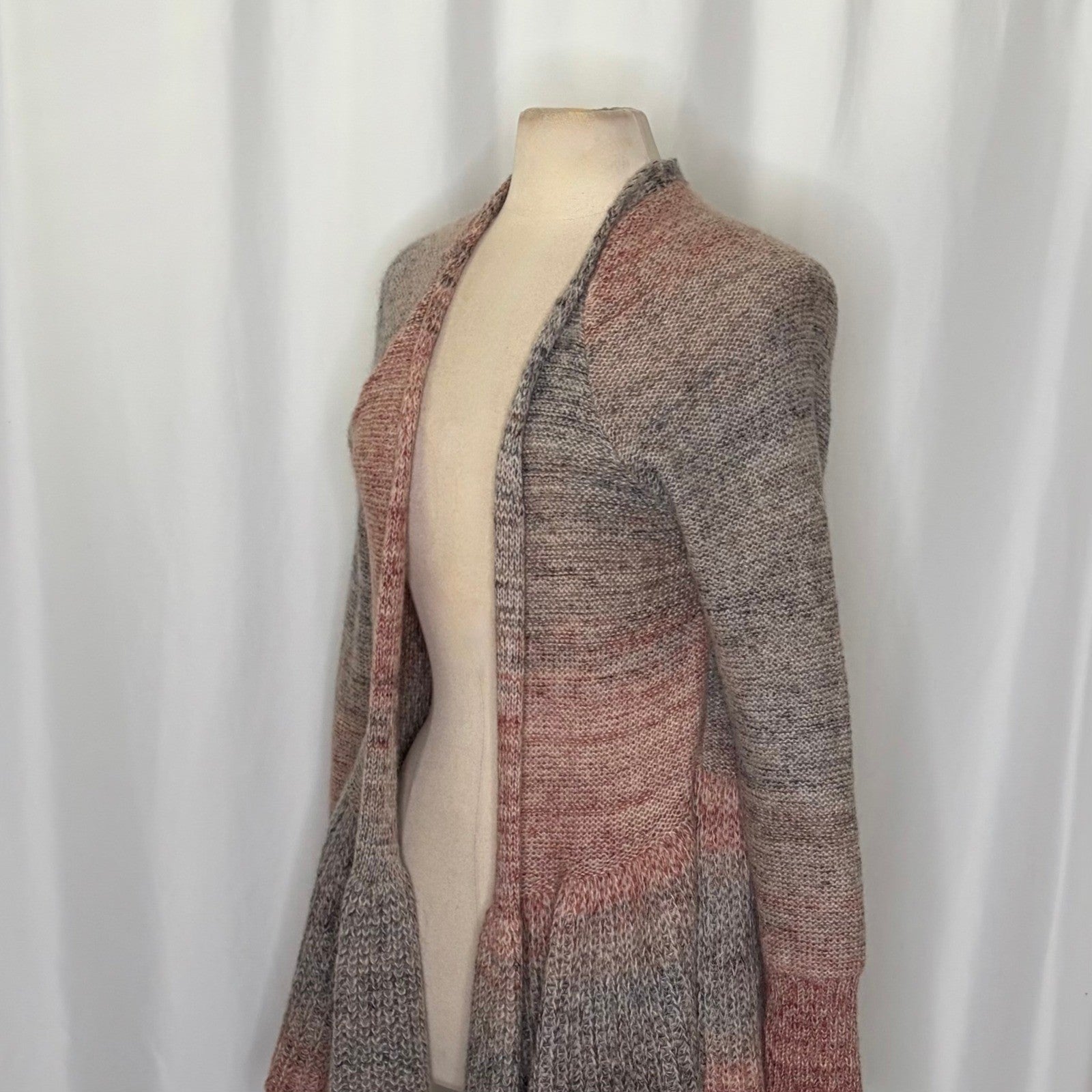 Anthropologie KNITTED & KNOTTED Cody Open Cardigan Peplum Mohair Wool Small