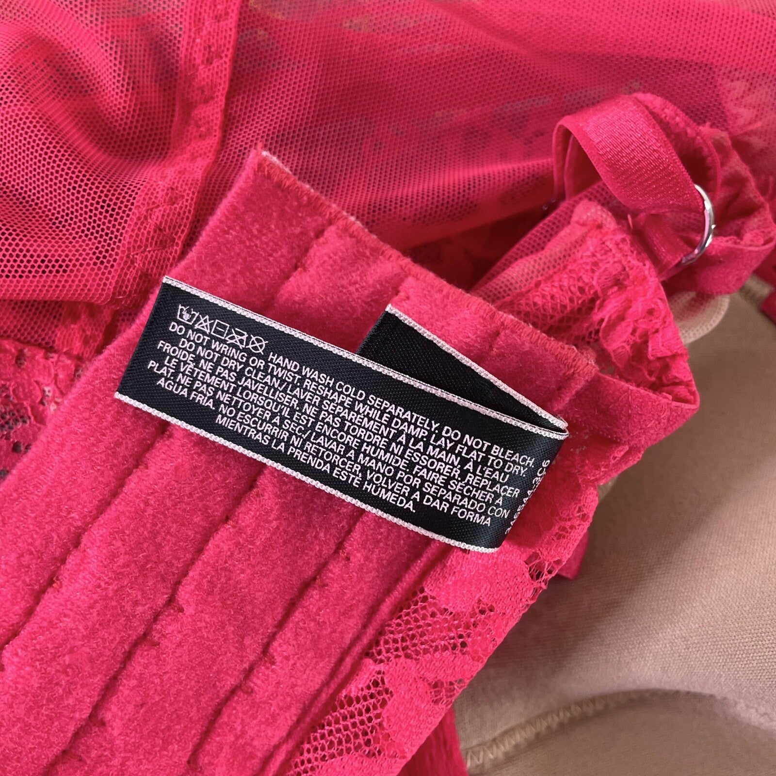 VICTORIA'S SECRET Barbie Hot Pink Lace Corset Bustier Garter Lingerie 34C
