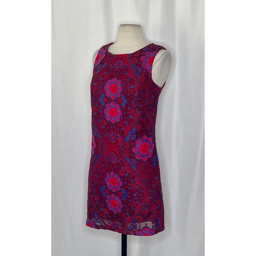 Anthropologie EVA FRANCO Eyelet Mini Shift Dress Embroidered Lace Size 0