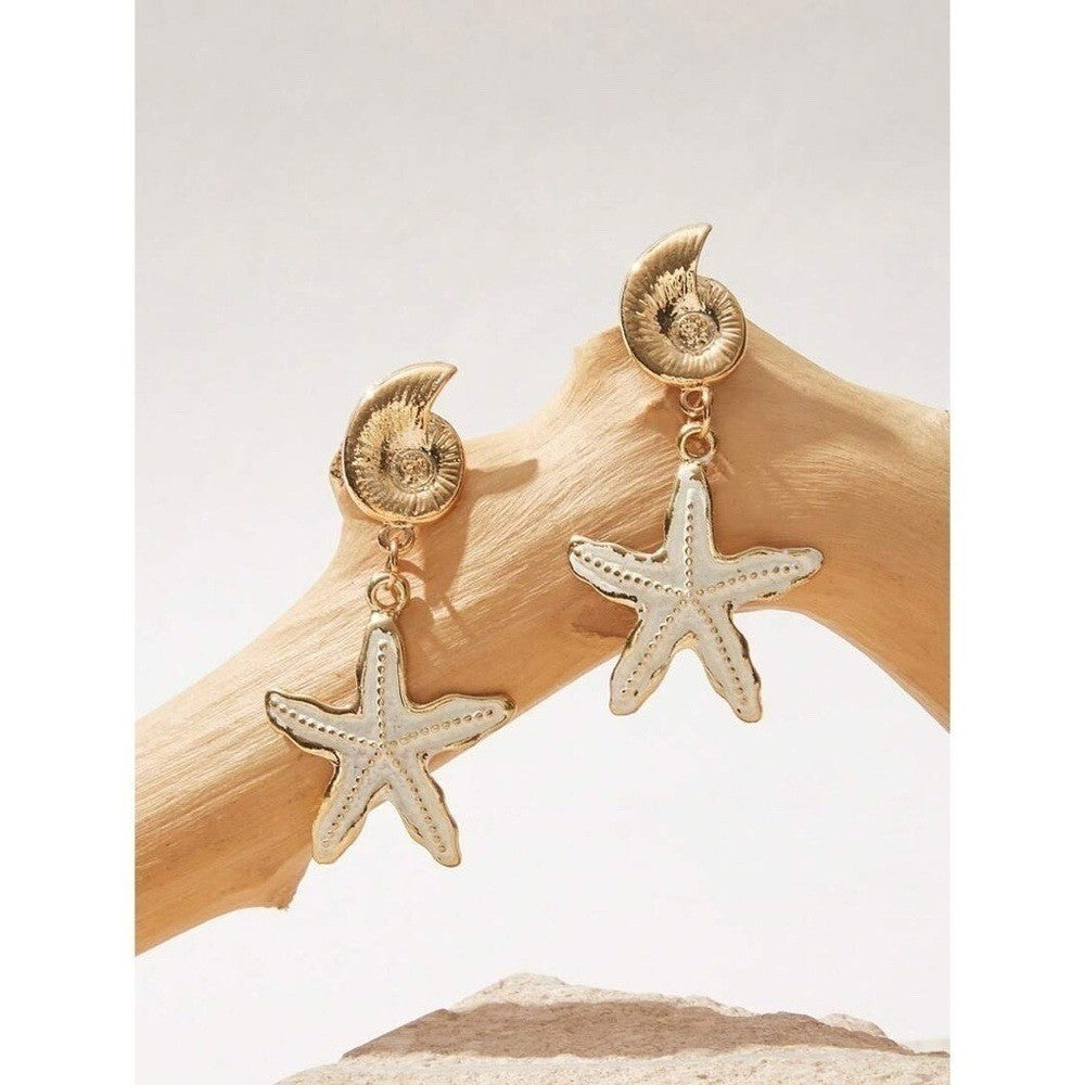 NEW! Seashell Starfish Dangle Drop Fashion Earrings Resortwear Vacation Resort