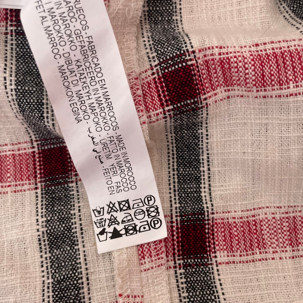 NWT!! ZARA Plaid Oversized Buttondown Shirt Red White Black Pockets Retro Small