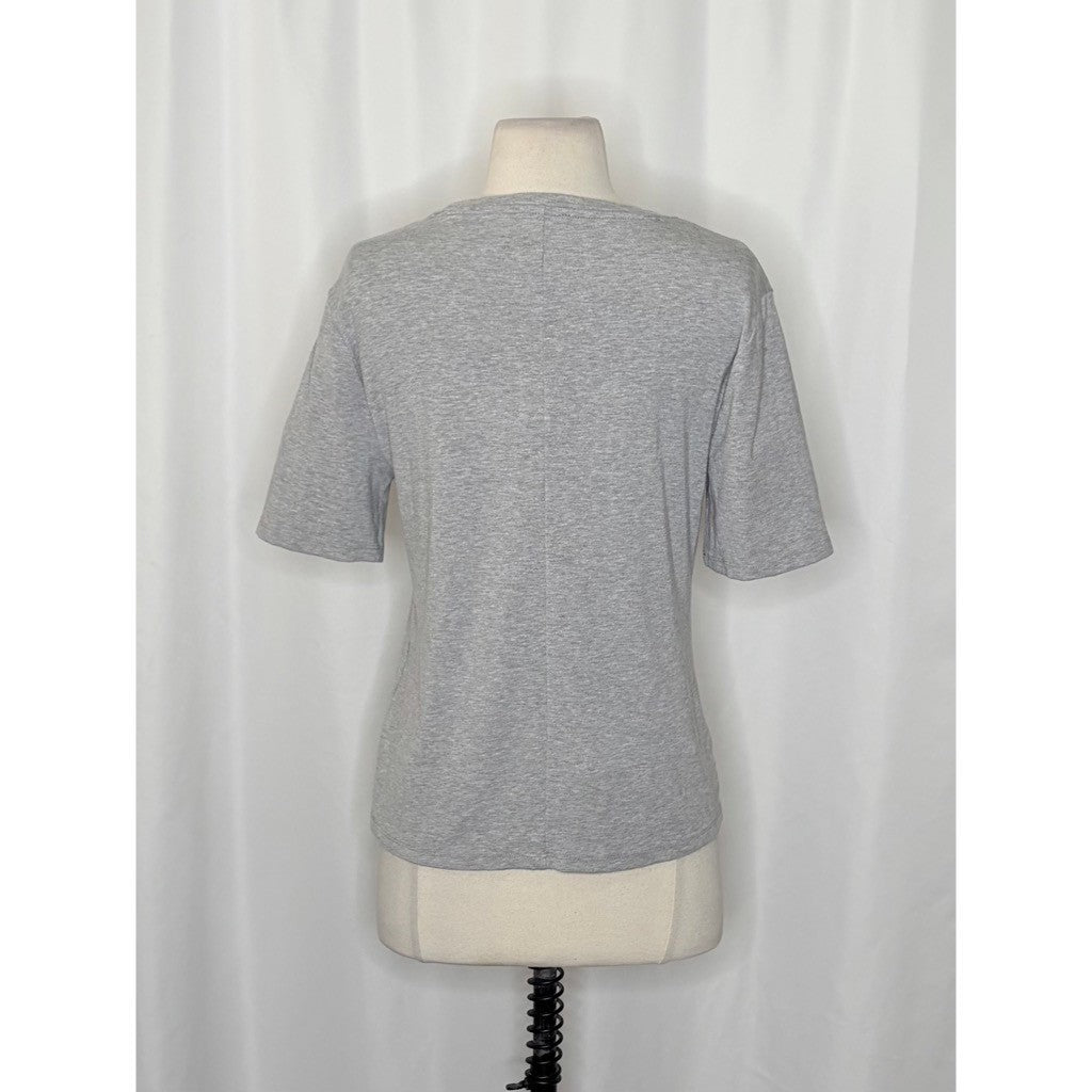 J. CREW Refined Rib Elbow-Sleeve T-Shirt Tee Top Shirt Heathered Silver Large