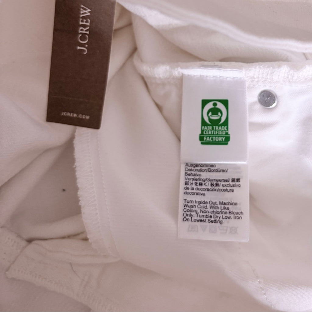 NWT!! J. CREW Curvy Slim Wide Denim Jeans Solid White Raw Hems Stretch Size 27