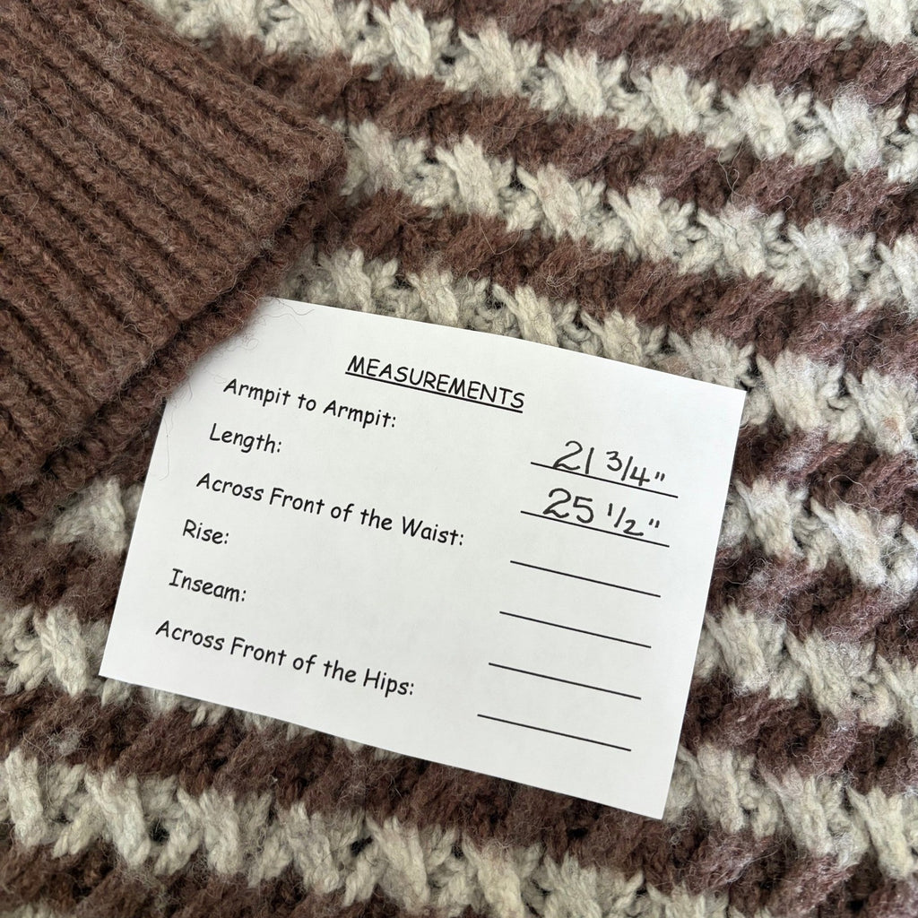 ZARA Wool Chunky Knit Oversized Sweater Brown Grey Stripes Pullover Knit Small
