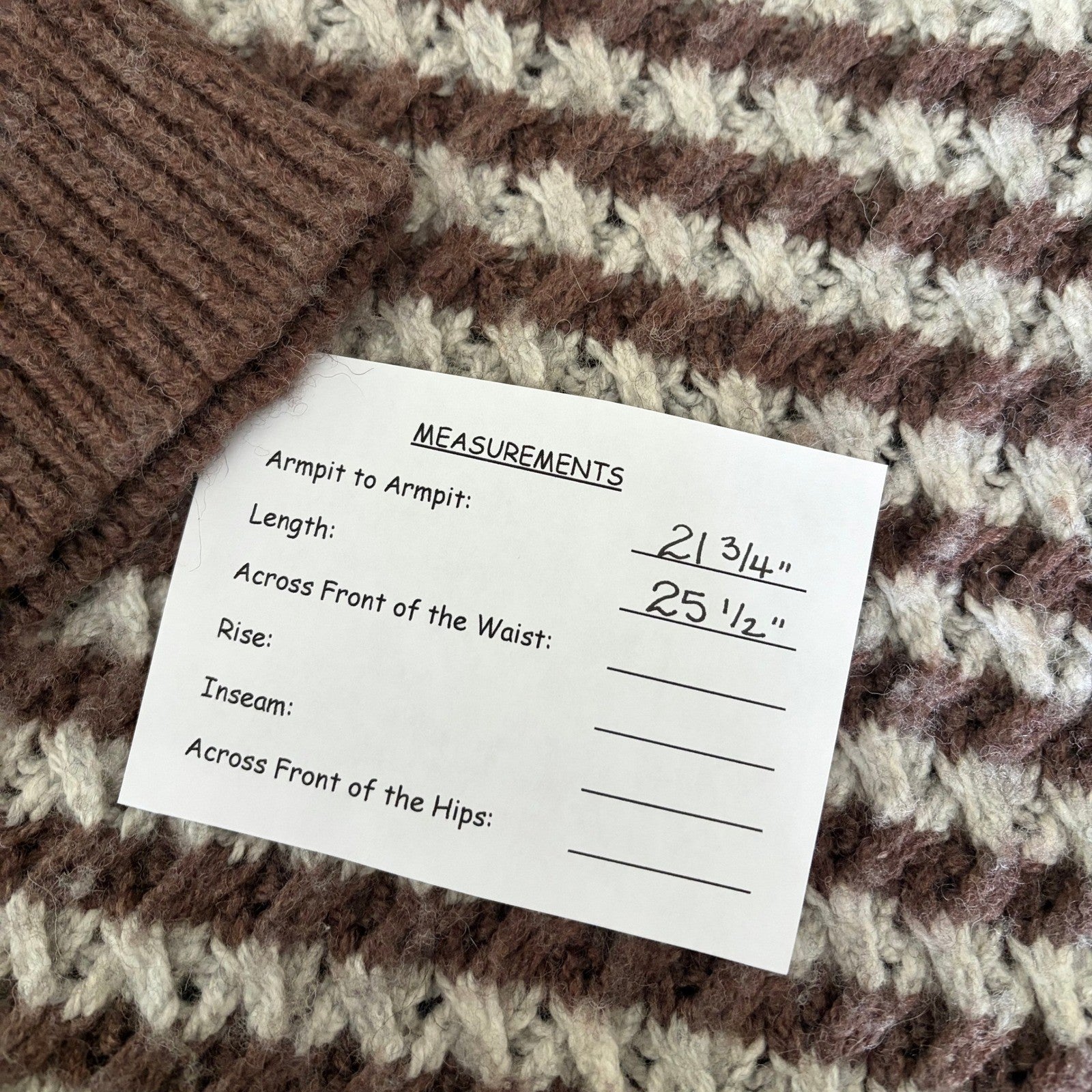 ZARA Wool Chunky Knit Oversized Sweater Brown Grey Stripes Pullover Knit Small