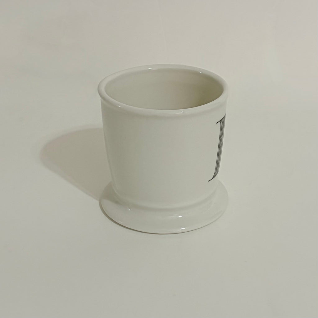 ANTHROPOLOGIE Letter "P" Monogram Mug White Minimalist Coffee Tea Farmhouse P