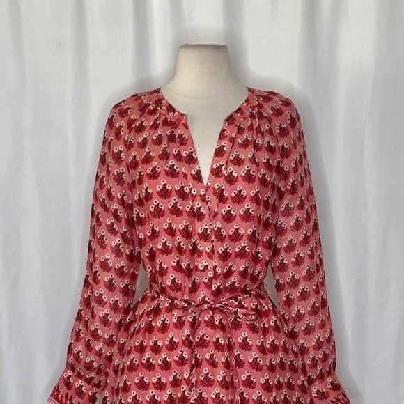 NWT!! J. CREW Cabana Mini Dress Block Print Ramie Coral Multi Cover Up XX-Small
