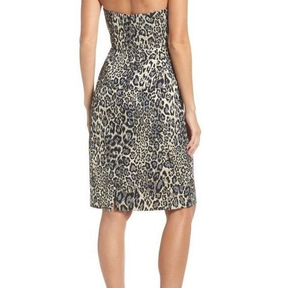J. CREW Collection Animal Print Sheath Dress Leopard Strappy Bodice Size 4