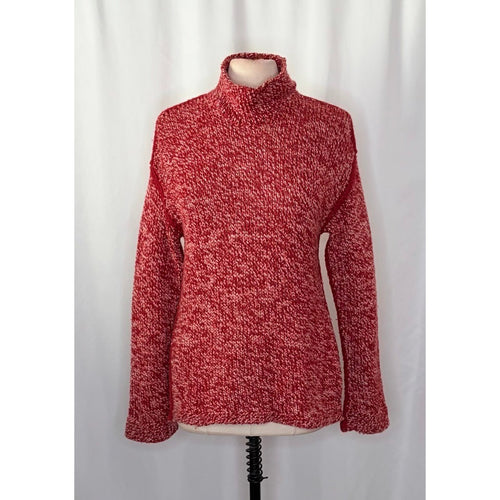 ARMANI COLLEZIONI Red White Wool Mock Neck Sweater Knit Pullover Medium
