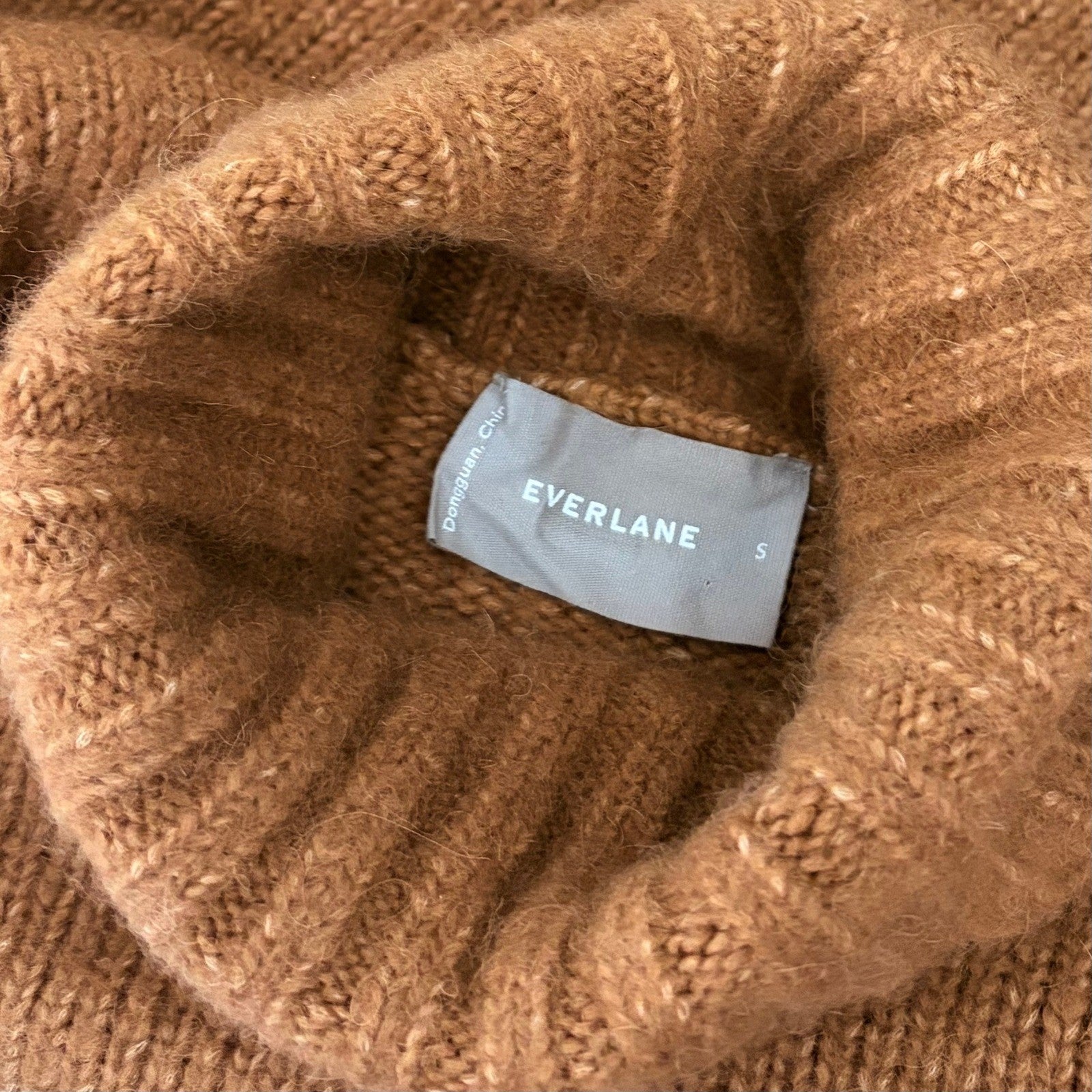 EVERLANE The Cloud Turtleneck Sweater Wool Alpaca Heathered Chai Small