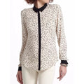Anthropologie MAEVE Bagatelle Buttondown Shirt Ivory Black Polka Dot Pockets 10