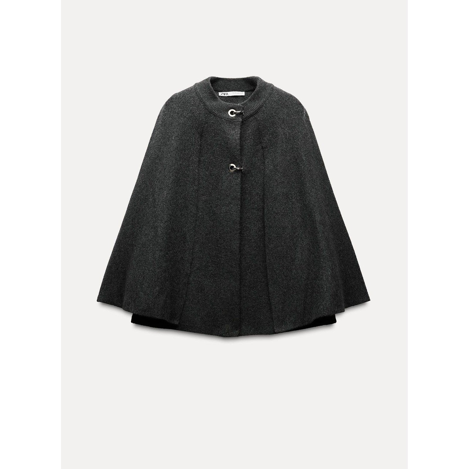 ZARA Charcoal Grey Wool Blend Cape Sweater Knitwear Knit Minimalist Medium