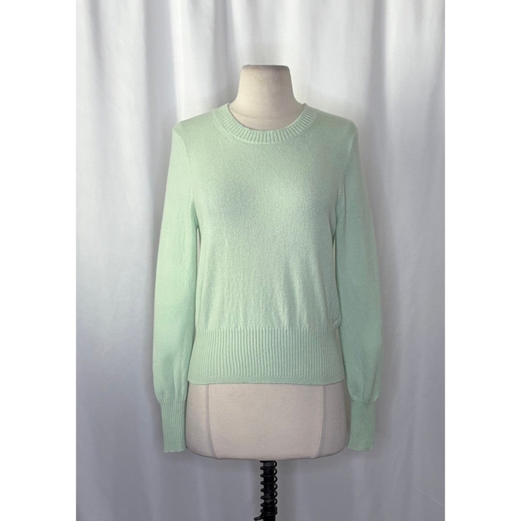 NWT!! J. CREW Cashmere Shrunken Crewneck Sweater Green Sheer Mint Knit Small