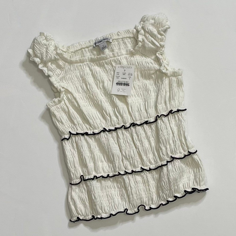 NWT!! Girl's J. CREW Crewcuts Smocked Lettuce-Edge Tank Crinkled Jersey Size 5