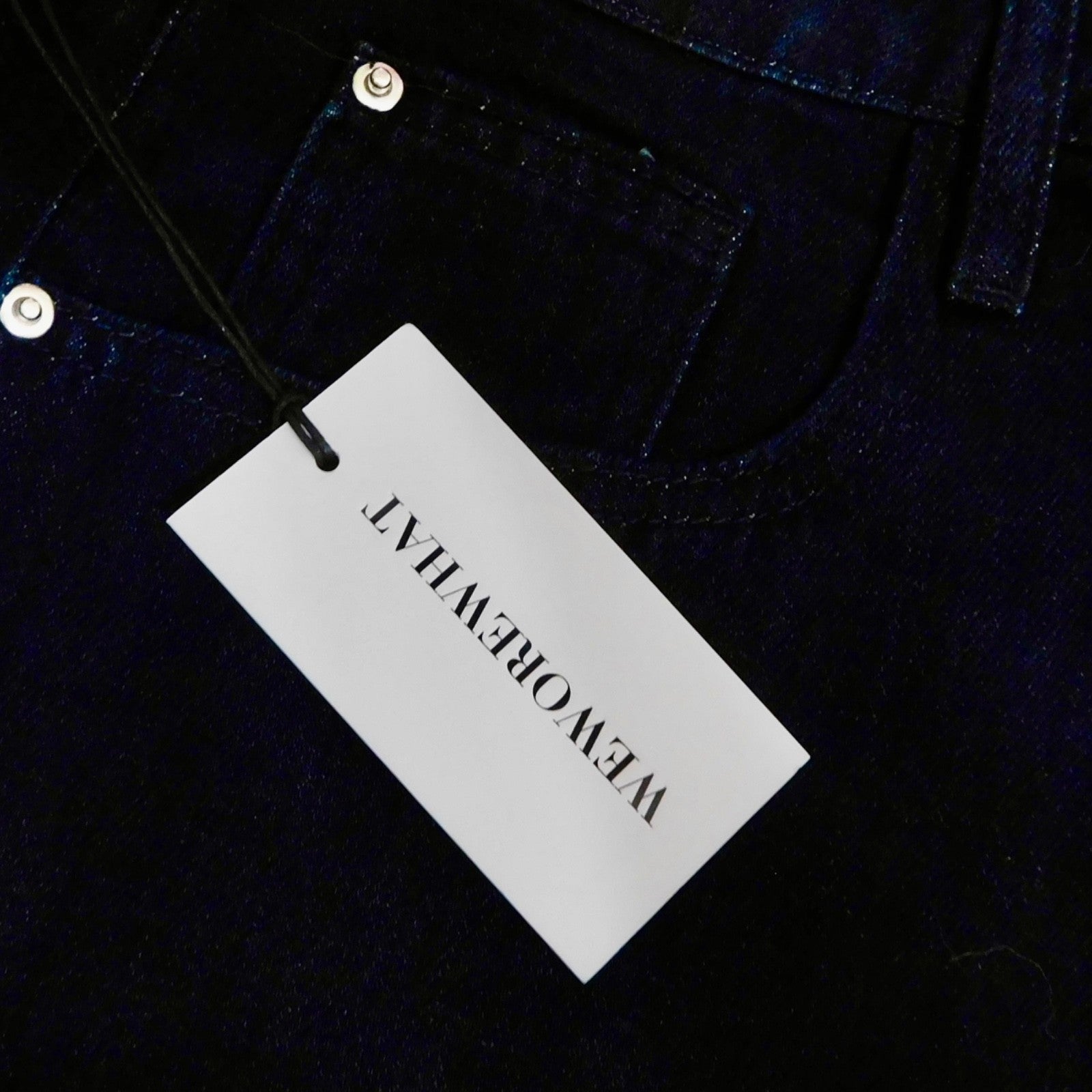 NWT!! WEWOREWHAT Low Rise Dad Jeans Dark Wash Blue Raw Hems Denim Casual Size 27