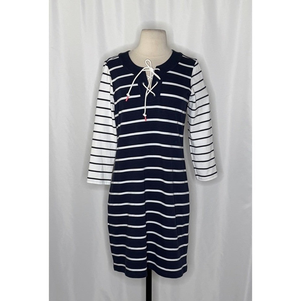 NWT!! TOMMY BAHAMA Floricita Stripe Shift Dress Navy Blue White Stripe X-Small