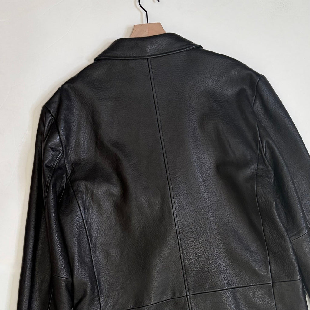 Vintage THE TERRITORY AHEAD Black Leather Jacket Blazer Solid X-Large Tall