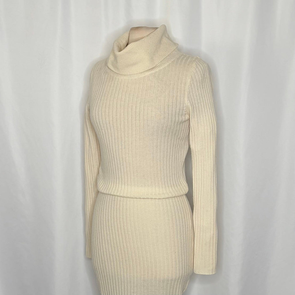 ALICE + OLIVIA Cashmere Wool Hailee Sweater Dress Cowl Neck Midi Ribbed Medium