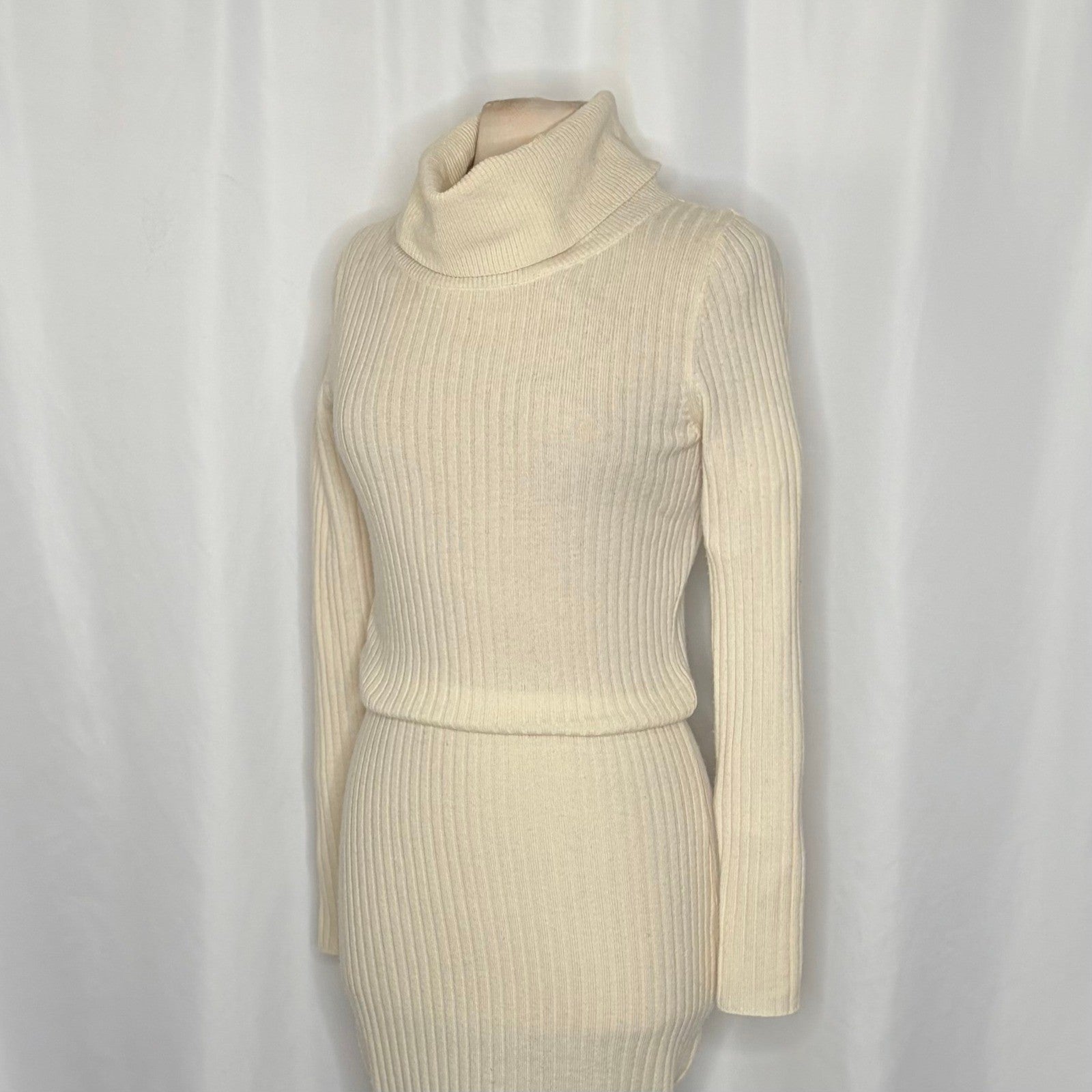 ALICE + OLIVIA Cashmere Wool Hailee Sweater Dress Cowl Neck Midi Ribbed Medium