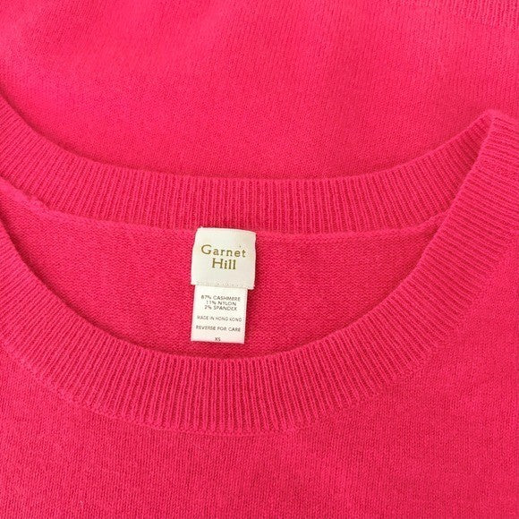 GARNET HILL Cashmere Sweater Scoop Neck Solid Pink Bright Pullover X-Small