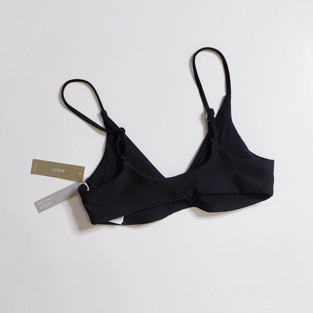 NWT!! J. CREW Lana Bikini Top Classic Sculpt Solid Black V Neckline Swim Small