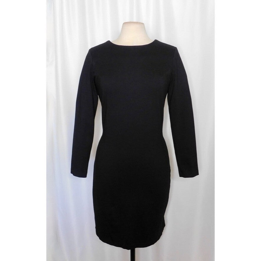 AMANDA UPRICHARD Black Open Back Bow Ponte Knit Dress Sheath Classic Large